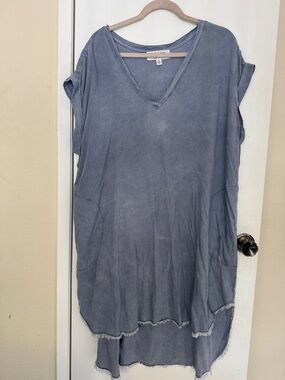 cloth & stone Slate Blue High-Low V-Neck Tunic Dress